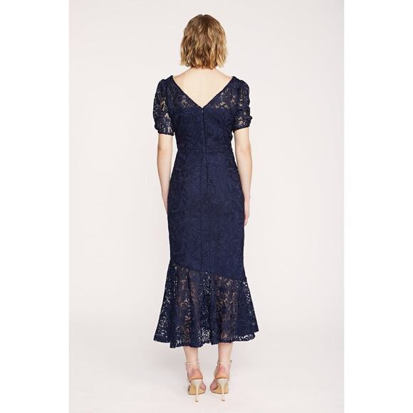 Kay Unger Portia Tea Length Dress in Midnight Blue - Picture 4 of 16